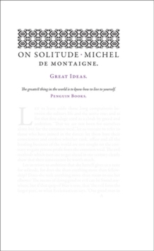 On Solitude, Paperback Book On Solitude, Paperback Book