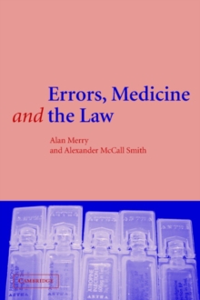 Errors, Medicine and the Law, Paperback Book Errors, Medicine and the Law, Paperback Book