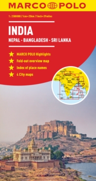 India, Nepal, Bhutan, Bangladesh, Sri Lanka Marco Polo Map, Sheet map, folded Book India, Nepal, Bhutan, Bangladesh, Sri Lanka Marco Polo Map, Sheet map, folded Book