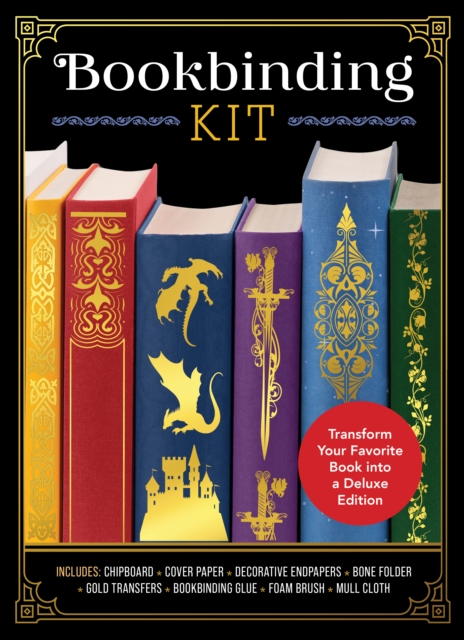 Image for Bookbinding Kit : Transform Your Favorite Book into a Deluxe Edition - Includes: Chipboard, Cover Paper, Decorative Endpapers, Bone Folder, Gold Transfers, Bookbinding Glue, Foam Brush, Mull Cloth